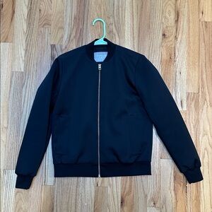 Everlane Black Bomber Jacket with Gold Zipper